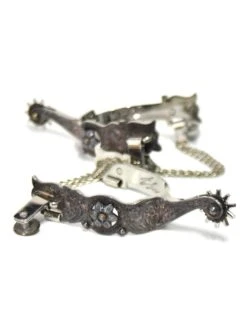 E. Garcia Authentic Floral Inlay W/ Chain Boot Spurs SP2321