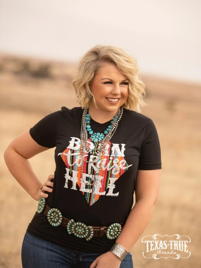 Texas True 3413 Womens Born To Raise Hell Tshirt Black - Image 2