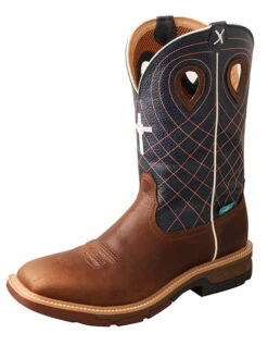 Twisted X MXBW001 Mens Waterproof Western Work Boot Mocha Navy - Q