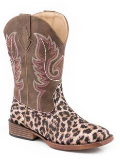 Roper 09-018-1901-2565 09-017-1901-2565 Kids Glitter And Leopard Faux Leather Boots Pink
