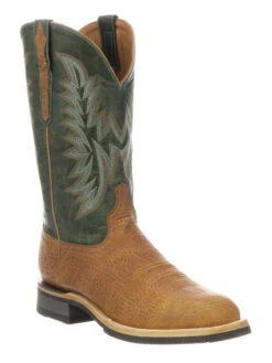 Lucchese M4092.WF Mens Rudy Cowhide Performance Cowboy Boots Cognac Green