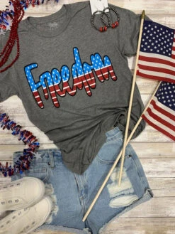 Texas True 3415 Womens Freedom Crew Neck Grey Tri Blend