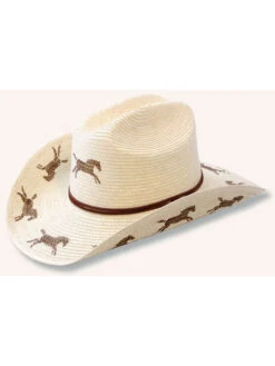 SunBody HGKC-RH2 Kids Cattleman Running Horses Straw Hat Natural