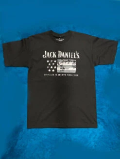 Ely Cattleman 15261452JD-89 Mens Jack Daniels Short Sleeve Flag T-Shirt Black