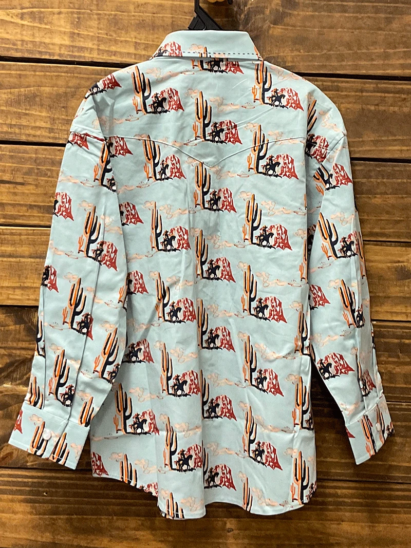 Rock & Roll Denim B8S3325 Kids Long Sleeve Snap Aquamarine - Image 2