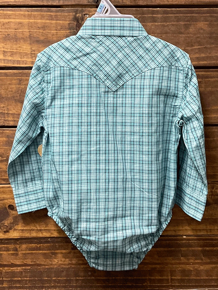 Wrangler 10PQ0429Q Infants Long Sleeve Plaid Bodysuit Teal - Image 2