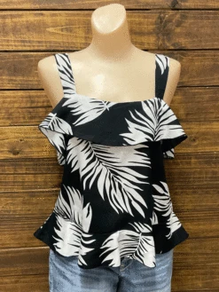 Santiki 6298-1309 Womens Fiona Top Leaf Black And White