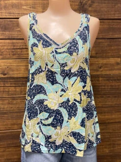 Santiki 6267-1265 Womens Raine Top Navy Yellow Orchid