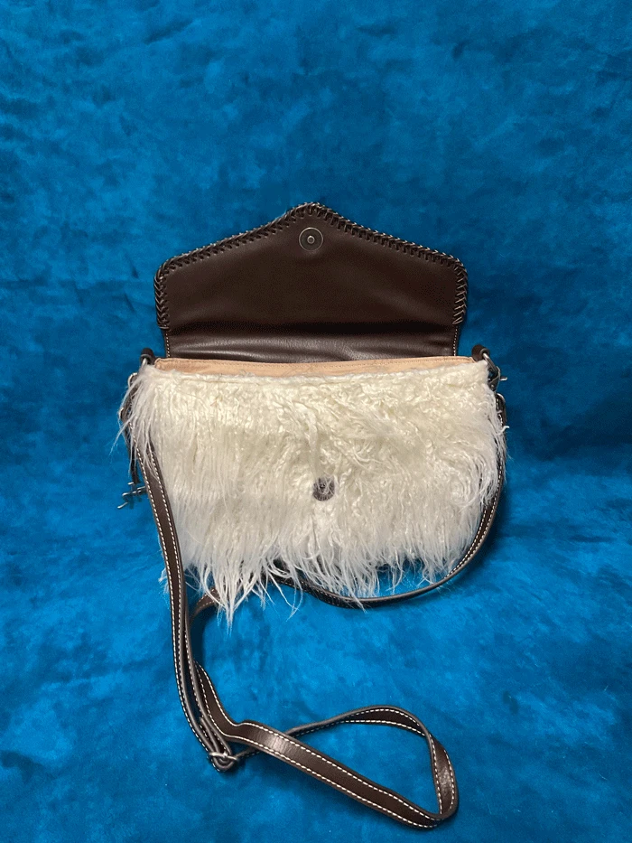 Angel Ranch D330001808 Ladies Angora Crossbody Bag Tooled Flap Tan - Image 4