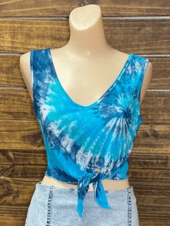 Travida 6242-1095 Womens Gigi Top Bright Turquoise Swirl