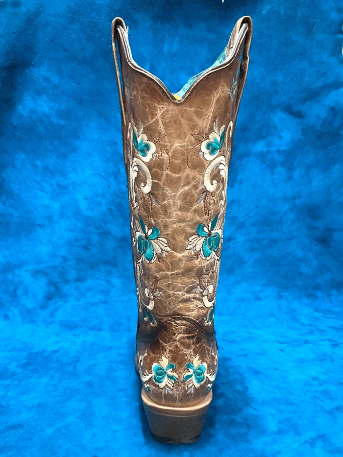 Corral Z5144 Ladies Floral Embroidery Snip Toe Boots Brown - Image 4
