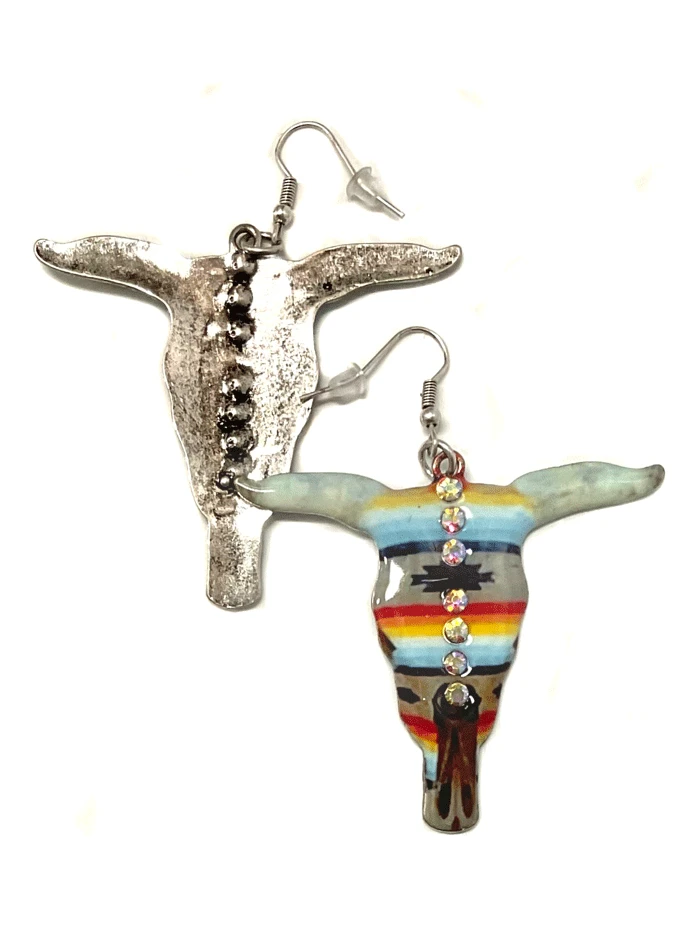 Blazin Roxx 30950 Womens Skull Aztec Design Earrings Multicolor - Image 2