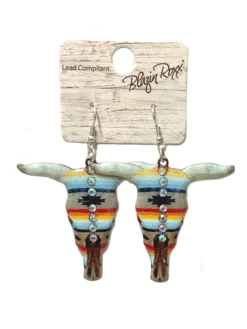 Blazin Roxx 30950 Womens Skull Aztec Design Earrings Multicolor