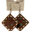 Blazin Roxx 30969 Womens Laced Edge Leather Earrings Brown