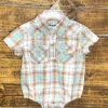 Wrangler 112315099 Infants Short Sleeve Plaid Bodysuit Beige