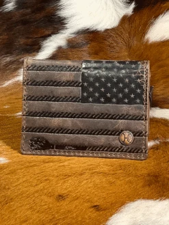 Hooey HFW003-BRBK Mens Liberty Rope Embossed Bi-Fold Money Clip Wallet Brown