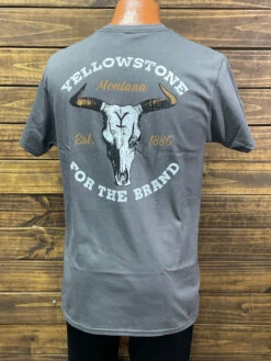 Changes 66-331-183 Mens Yellowstone Cattle Skull T-Shirt Charcoal