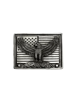 Colorado Silver Star 5136-P Eagle In USA Flag Belt Buckle Pewter