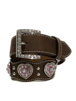 Nocona N4427044 Kids Fashion Heart Belt Brown