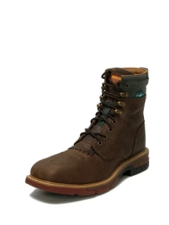 Twisted X MXALW02 Mens CellStretch Lacer Waterproof Alloy Toe Work Boot Brown Distressed & Slate - 5