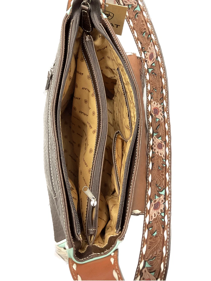 Ariat A770007202 Womens Monroe Tote Floral Pierced Lace Brown - Image 3