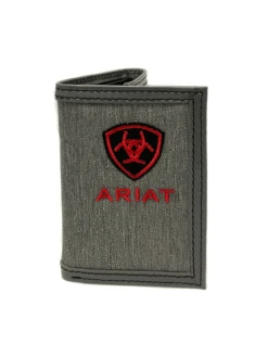 Ariat A3542404 Mens Trifold Logo Wallet Grey And Red