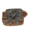 3D D120002302 Kids Hand Tooled Calf Hair And Conchos Belt Brown