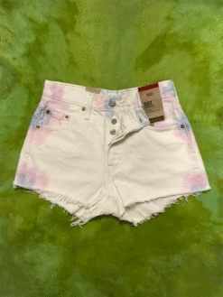 Levis Levi's 563270332 Womens 501 Original Shorts White Tie Dye