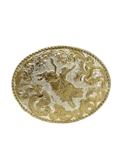 Crumrine C08689 Rodeo Bull Rider Buckle Silver And Gold