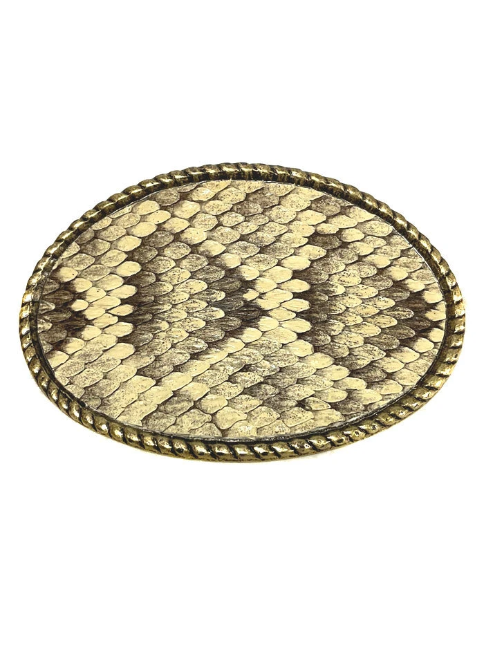 Skin Shop 121BW Snake Skin Solid Brass Belt Buckle Natural