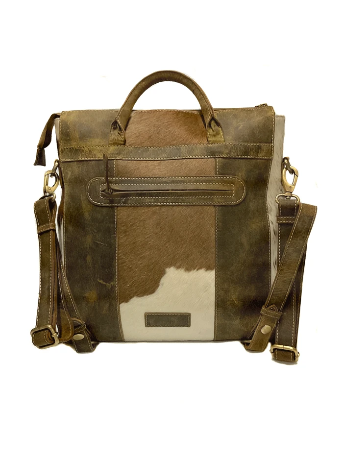 Myra Bag S-6986 Womens Bradd Leather And Hairon Bag Brown - Image 2