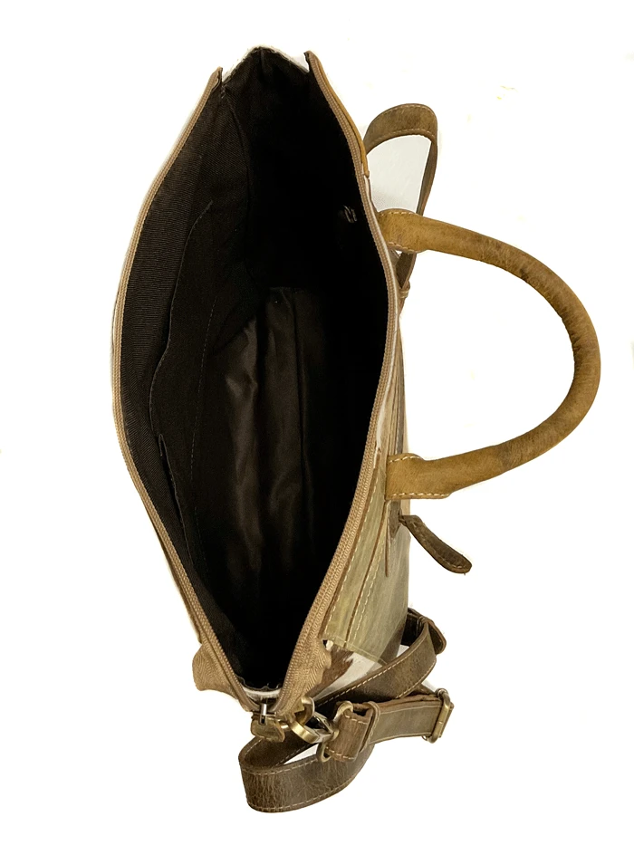 Myra Bag S-6986 Womens Bradd Leather And Hairon Bag Brown - Image 3