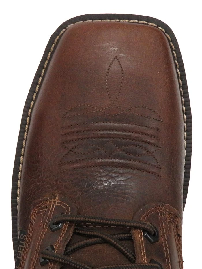 Justin WK682 SE682 Mens Stampede Steel Toe Laced Up Work Boots Rugged Tan - D - - Image 4