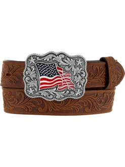 Justin C30219 Kids American Pride Leather Belt Brown