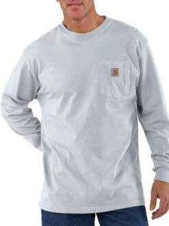 Carhartt K126 Mens Workwear Pocket Long Sleeve Shirt Ash - D