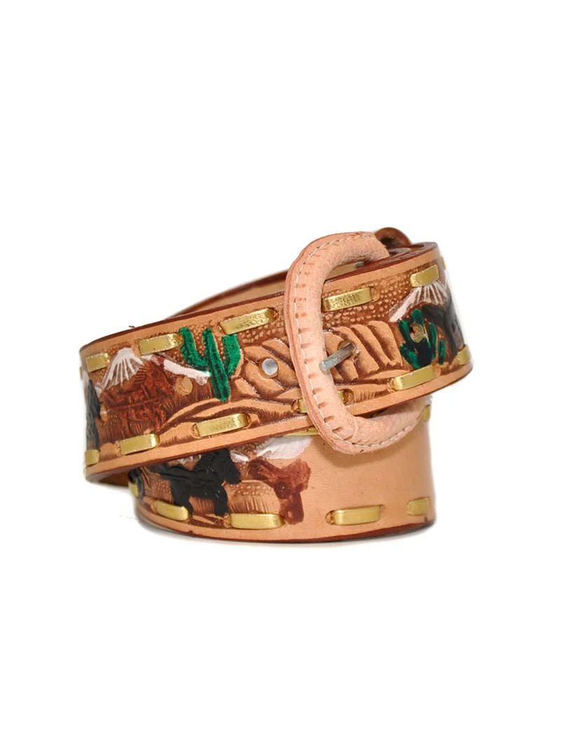 Western Express Kids Western Embossed Lacing Leather Belt XK105 - Image 4