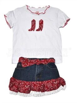 Kiddie Korral KK10-RED Kids Cowgirl Denim 2-Piece Red
