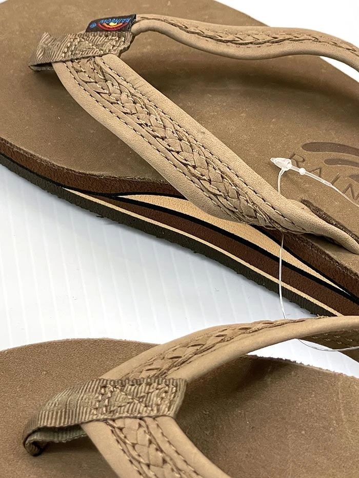 Rainbow WILLOW Womens Double Layer Arch Leather Braided Strap Sandals Dark Brown - Image 2