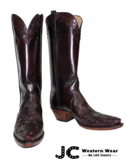 Lucchese L4664.54 Womens ClassicHand Tooled Boots Black Cherry