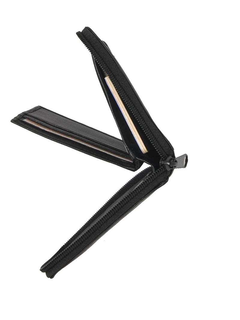 London Stitch Mens Black Leather Zip Around Wallet LS392 - Image 4