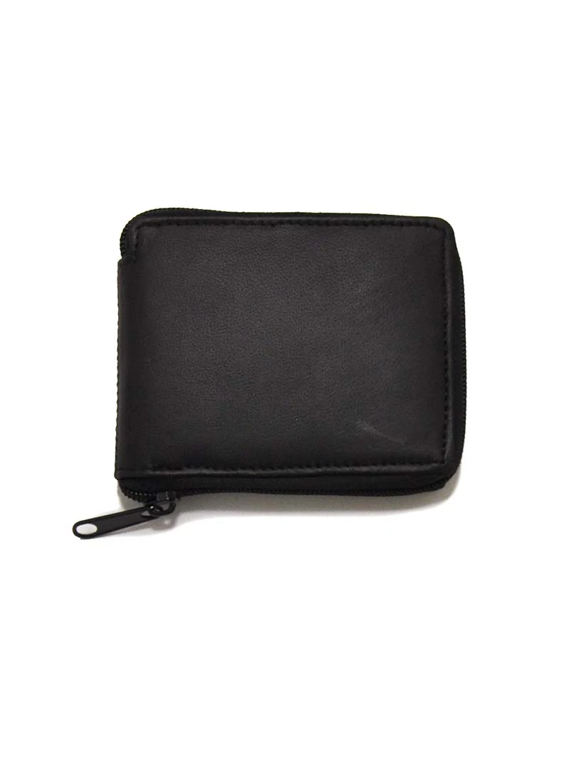 London Stitch Mens Black Leather Zip Around Wallet LS392