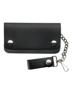 Black Leather Trucker Bi-Fold Plain Wallet LW-8