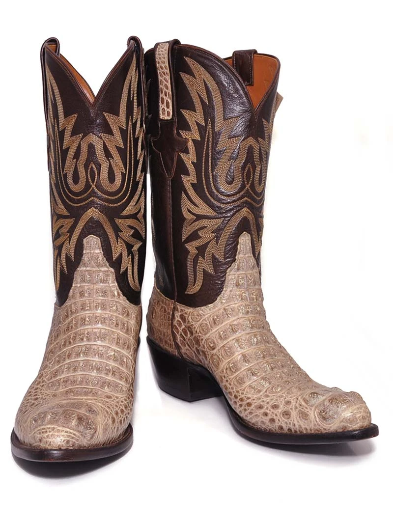 Lucchese L1286.24 Mens Classics Hornback Crocodile Head Cowboy Boots Natural - Image 2