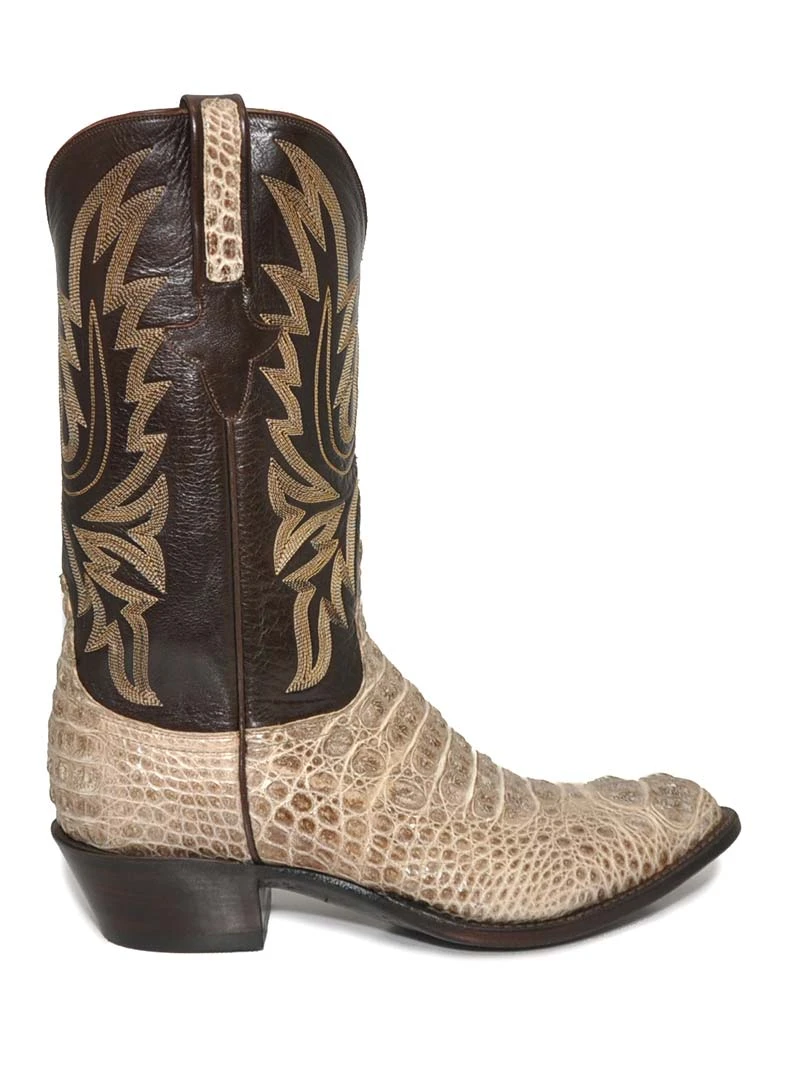 Lucchese L1286.24 Mens Classics Hornback Crocodile Head Cowboy Boots Natural - Image 3