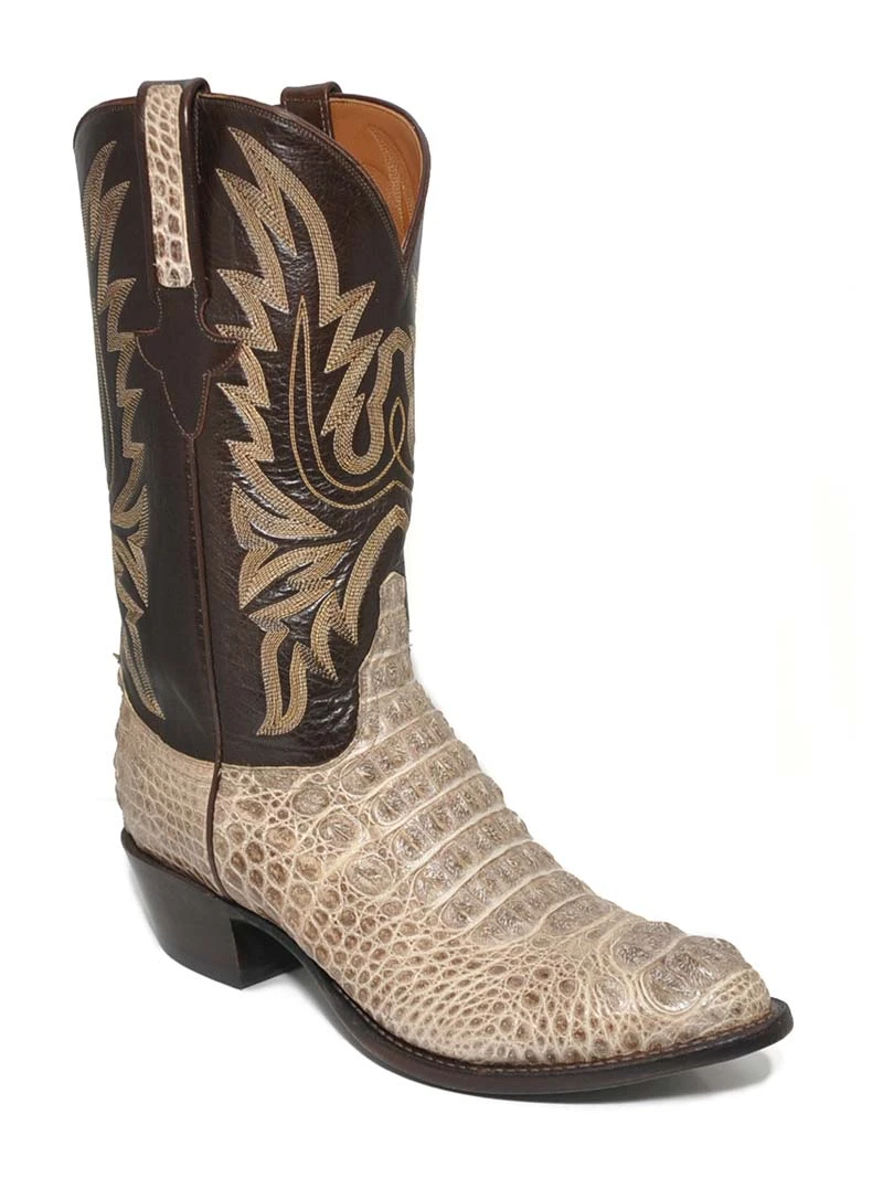 Lucchese L1286.24 Mens Classics Hornback Crocodile Head Cowboy Boots Natural