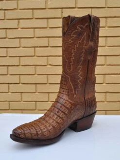 Lucchese GA9034.54 Mens Classics Hornback Caiman Skin Boots Tan Burnished