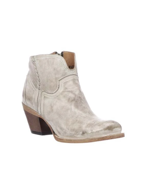 Lucchese M6007 Womens Ericka Low Scallop Bootie Distressed White