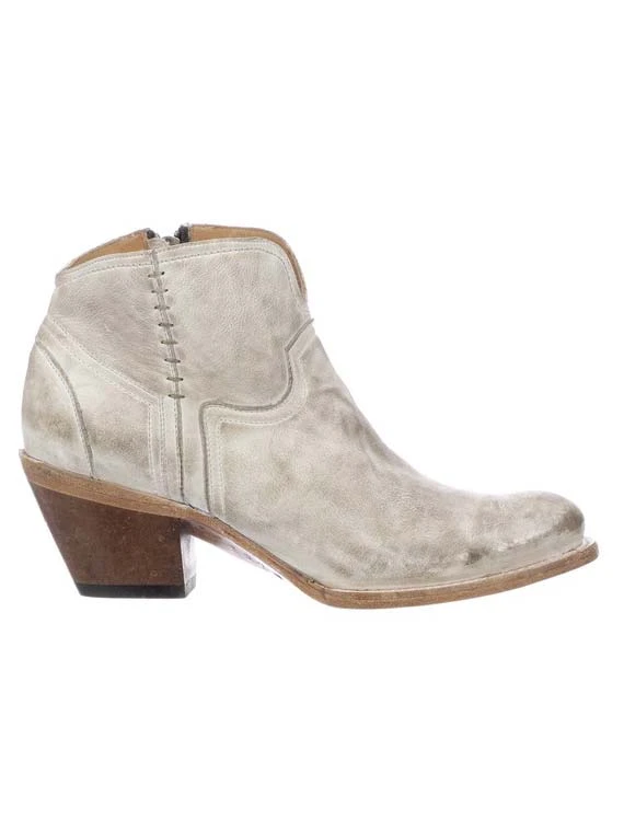 Lucchese M6007 Womens Ericka Low Scallop Bootie Distressed White - Image 2