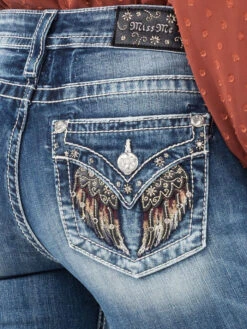 Miss Me M5082B111 Womens Sparkle Life Bootcut Jeans Medium Blue