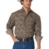 Wrangler MGSE836 George Strait LS Button Up Western Shirt Brown